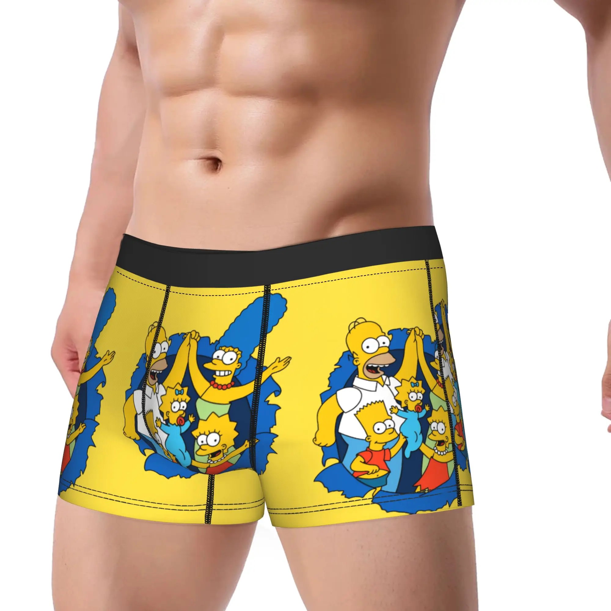 S-Simpsons Cartoon Characters Funny Group Underwear Males Underpants Custom Funny Boxershorts High Quality Boxer Brief Plus Size