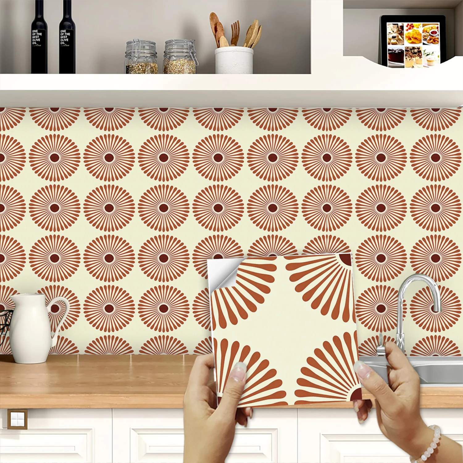 Home Bathroom Floor Tiles - 10pcs Japanese Chrysanthemum Styles Tiles Wall