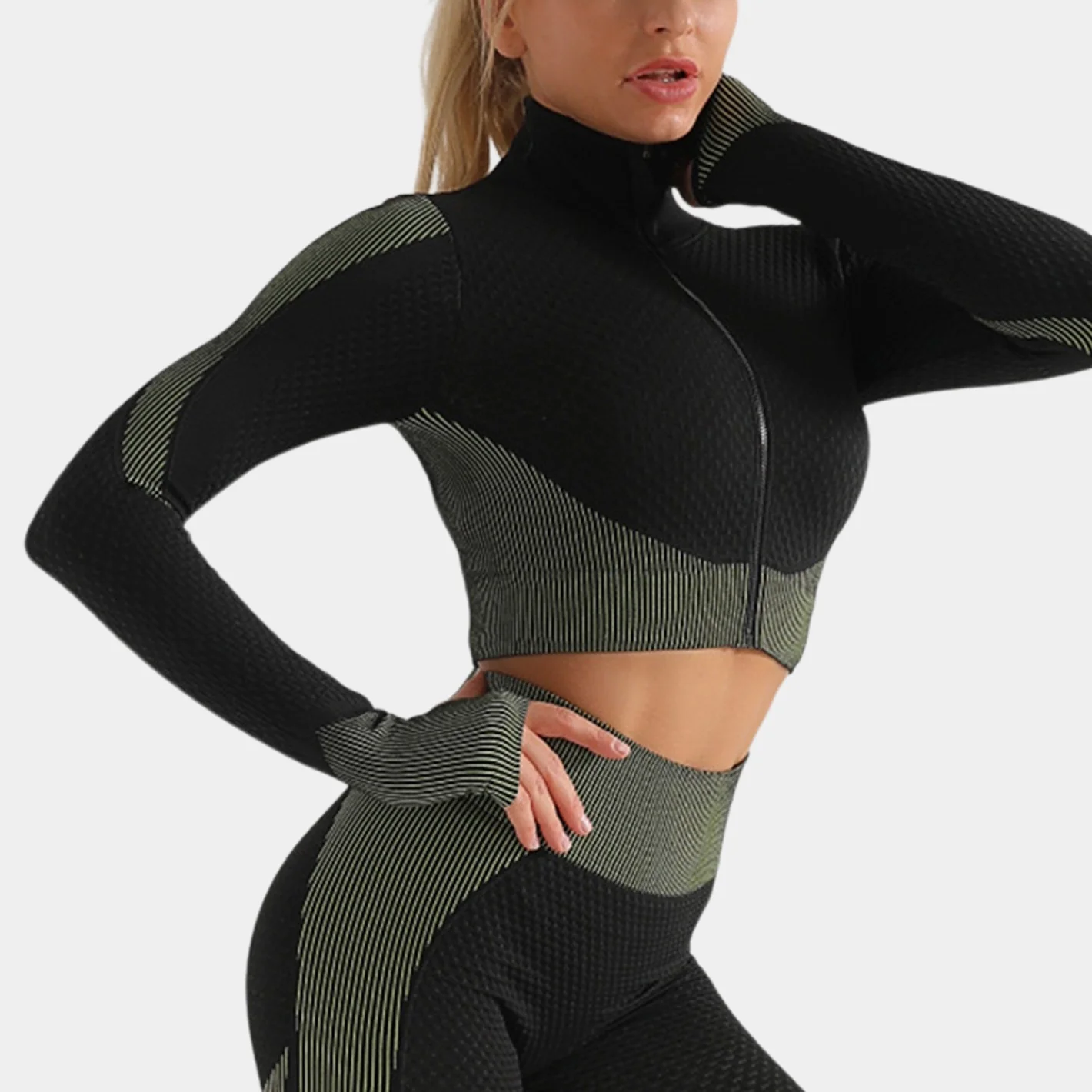 Jumpsuits Sports yoga suit three-in-one fitness vest coat high waist yoga pants bodybuilding slimming three-piece set