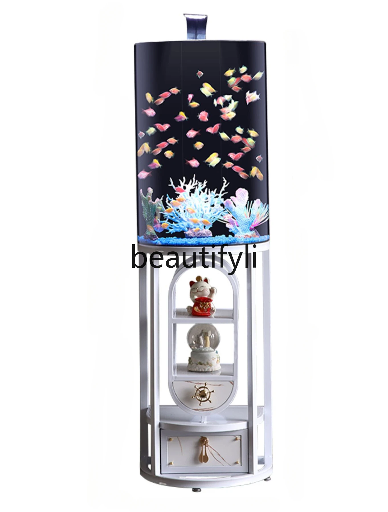 

2024 new fish tank floor-to-ceiling small creative fish tank filtration and oxygen production integrated machine vertical