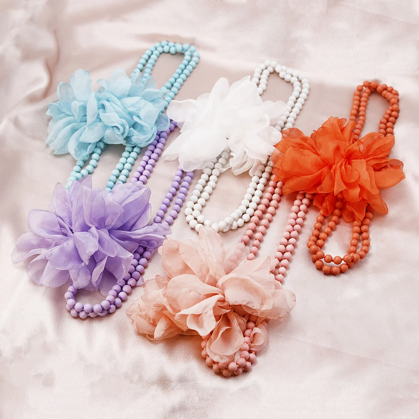 1PCS Big Flower long necklace handcrafted glass beads, fashion and elegant, Africa Italy daily accessory for spring summer.