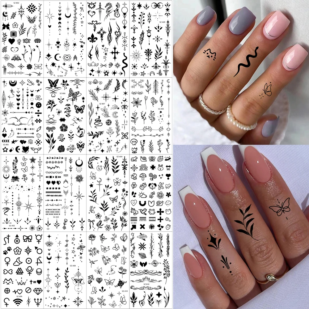 

10 листов мини-наклейки для татуировки на палец, водонепроницаемые временные татуировки для женщин и мужчин, татуировка на руку, лицо, лодыжка