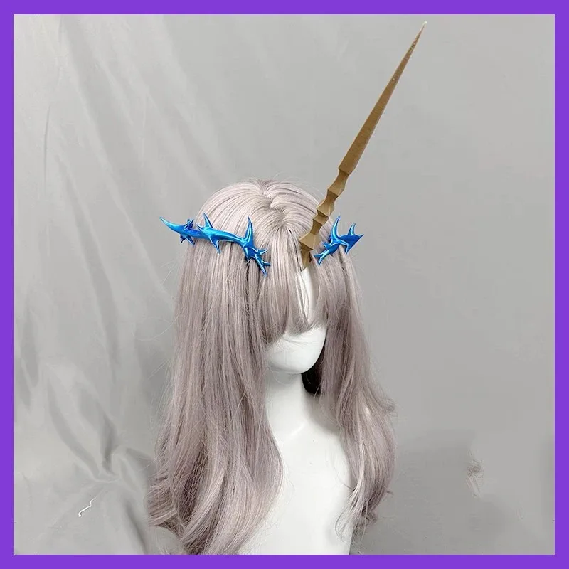 Hiasan Kepala Cosplay Anime Wuthering Waves Cartethyia Fleurdelys Alat Peraga Tanduk Halo untuk Acara Con Party Halloween Aksesori Wig