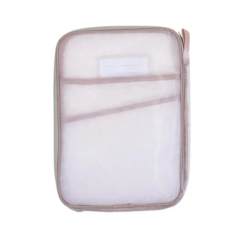 File Storage Bag Double-layer Mesh Zipper Bag Large Capacity Organizer Folders School Office Supplies Stationary Bags