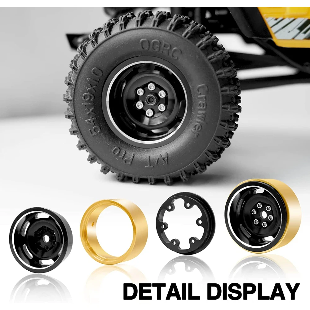 Esilun 1.0 RC Wheels Beadlock Wheels Negative Offset 3mm for 1/18 TRX4M 1/24 SCX24 C10 JLU Deadbolt Gladiator Bronco Crawler Car