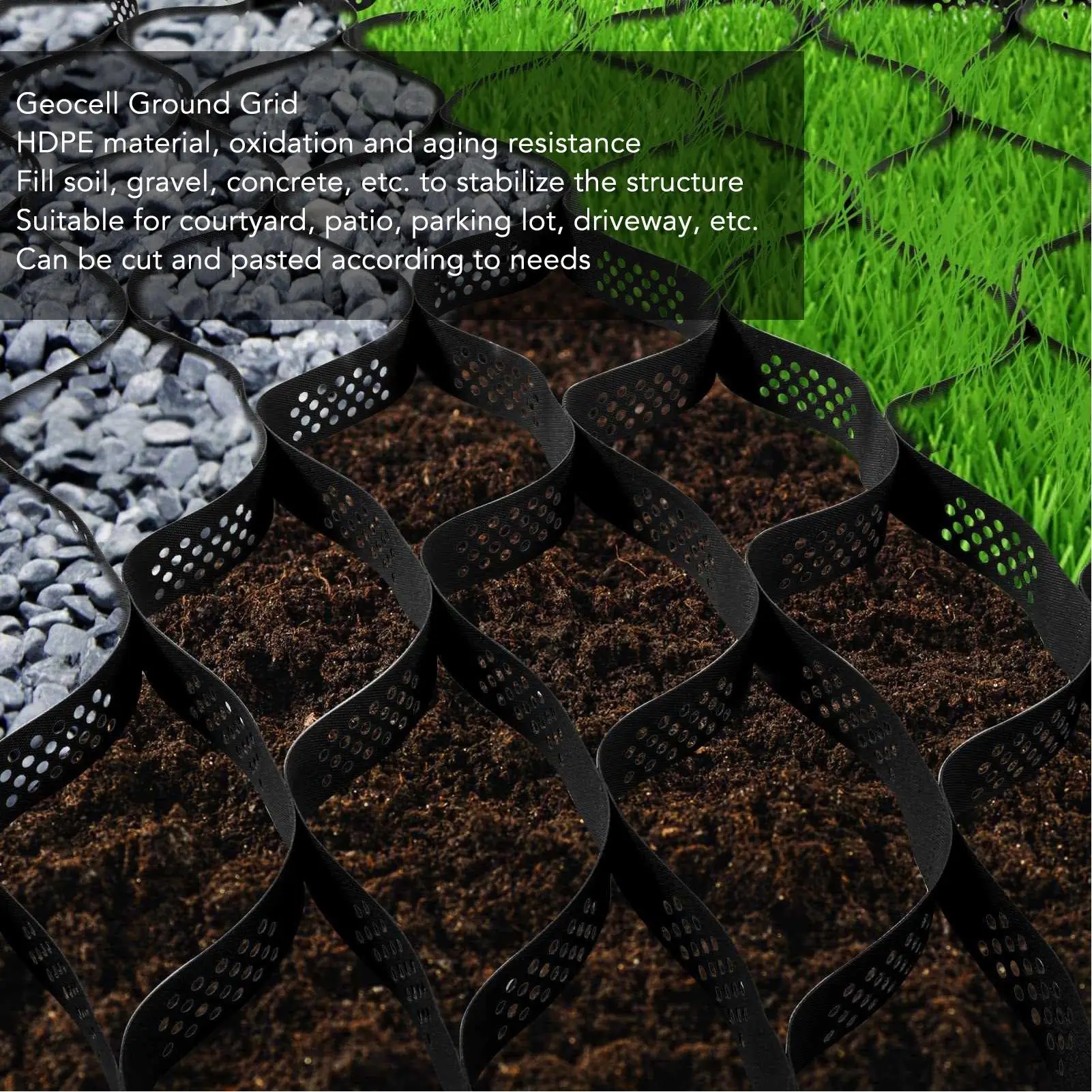 9x17 قدم الحصى الأرض شبكة HDPE طوي Geocell استقرار الشبكة لحديقة درب وقوف السيارات