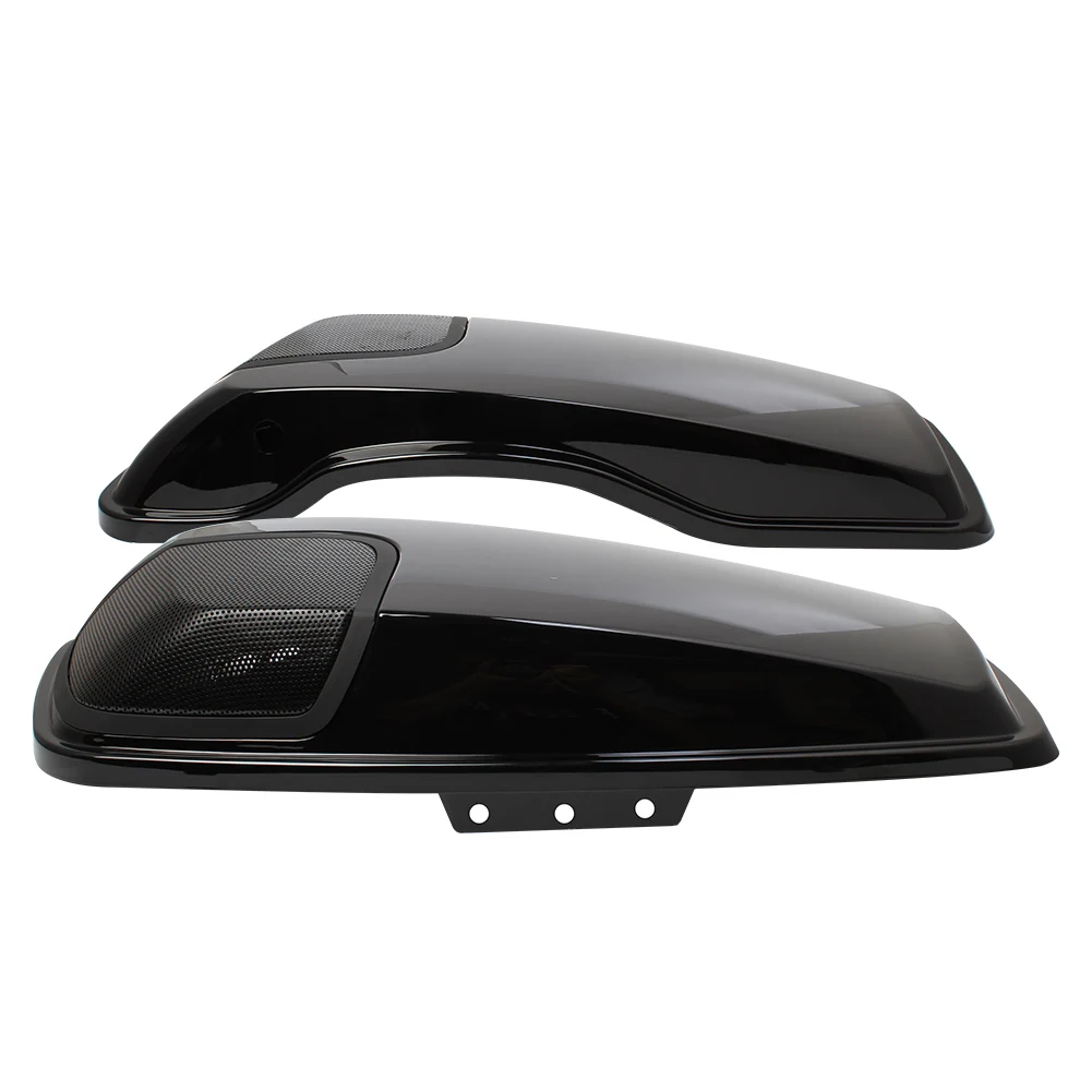 غطاء غطاء مكبر صوت سرج أسود لمعان دراجة نارية ، مناسب لجولة هارلي سي في فو ، ملك الطريق ، انزلاق شارع إلكترا ، FLHXSE ،-