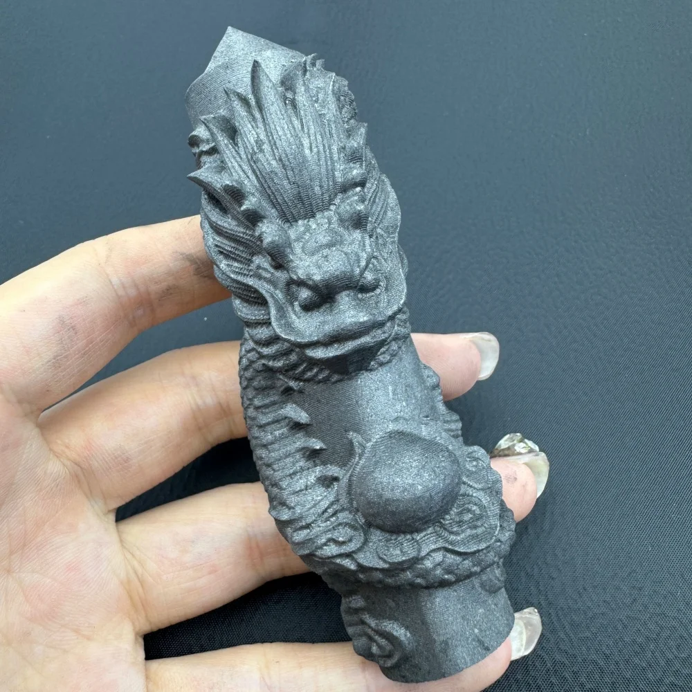 

10cm Natural Crystal Shungite Tower Point Wand Dragon Playing with the Pearl Minerals Shungite Tower With Dragon Home Decoration