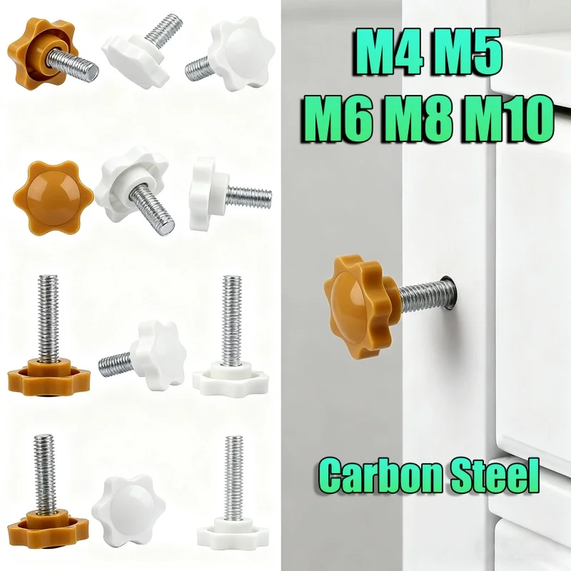 

Винты с ручной ручкой Болт M4 M5 M6 M8 M10 Углеродистая сталь Пластиковая звездообразная головка Зажимная резьба Ручка с накатанной головкой Болты машинного винта