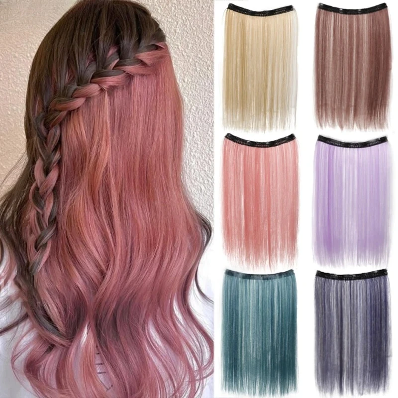 

Цветные наращивание волос, 20 дюймов, прямые цветные заколки для наращивания волос, радужные вечерние блики, синтетический парик для девочек