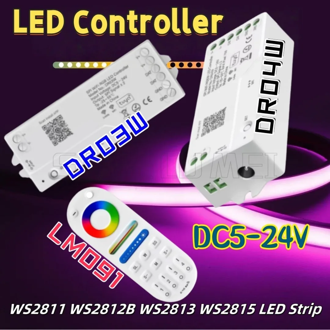 

LM091 DR03W DR04W Светодиодный контроллер для дома для WS2811 WS2812B WS2813 WS2815 Светодиодная лента и т. д. RGB Светодиодная лента Украшение комнаты 2,4G