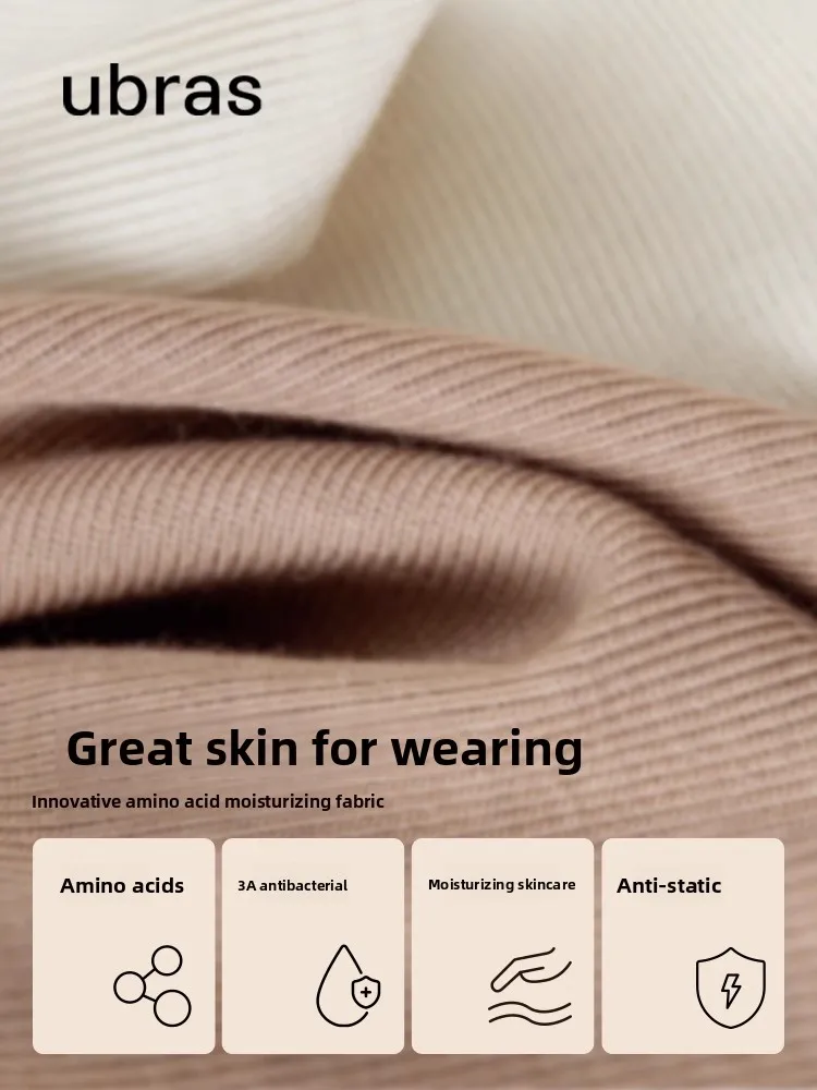 Ubras Base Layer Shirt Small High Collar Warm Underwear Inner Wear Versatile Autumn Winter Women's Clothing Comfortable Fabric