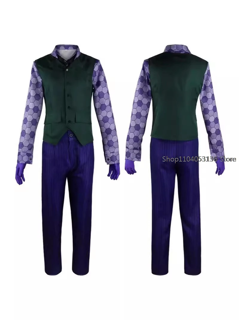 The Dark Knight The Joker Costume Cosplay Clown set completo cappotto camicia gilet cravatta abiti Joker Set completo per costumi di Halloween