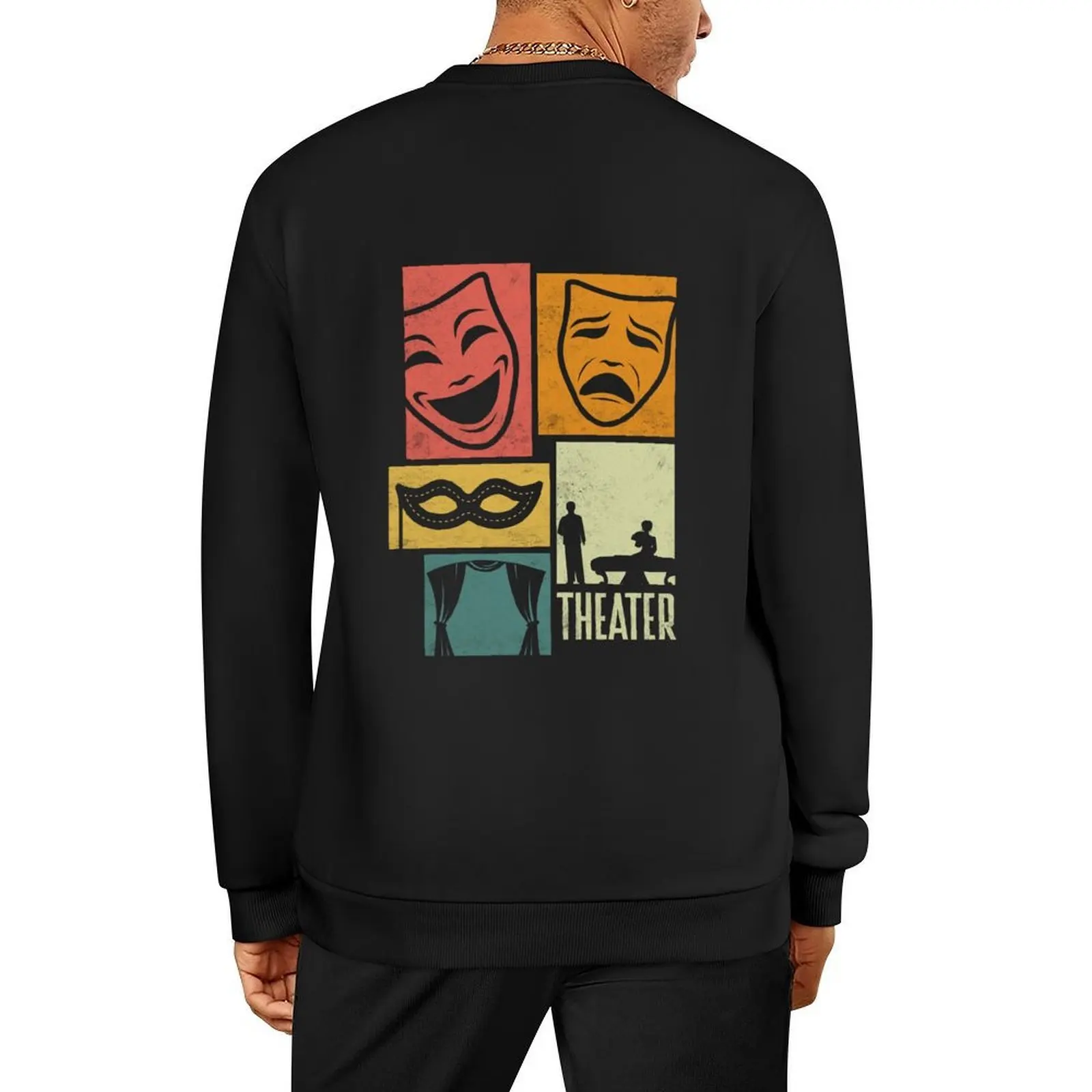 

Theater Thespian Theatrical Thespianism Silhouettes Pullover graphic t shirts men japanese style graphic sweatshirts