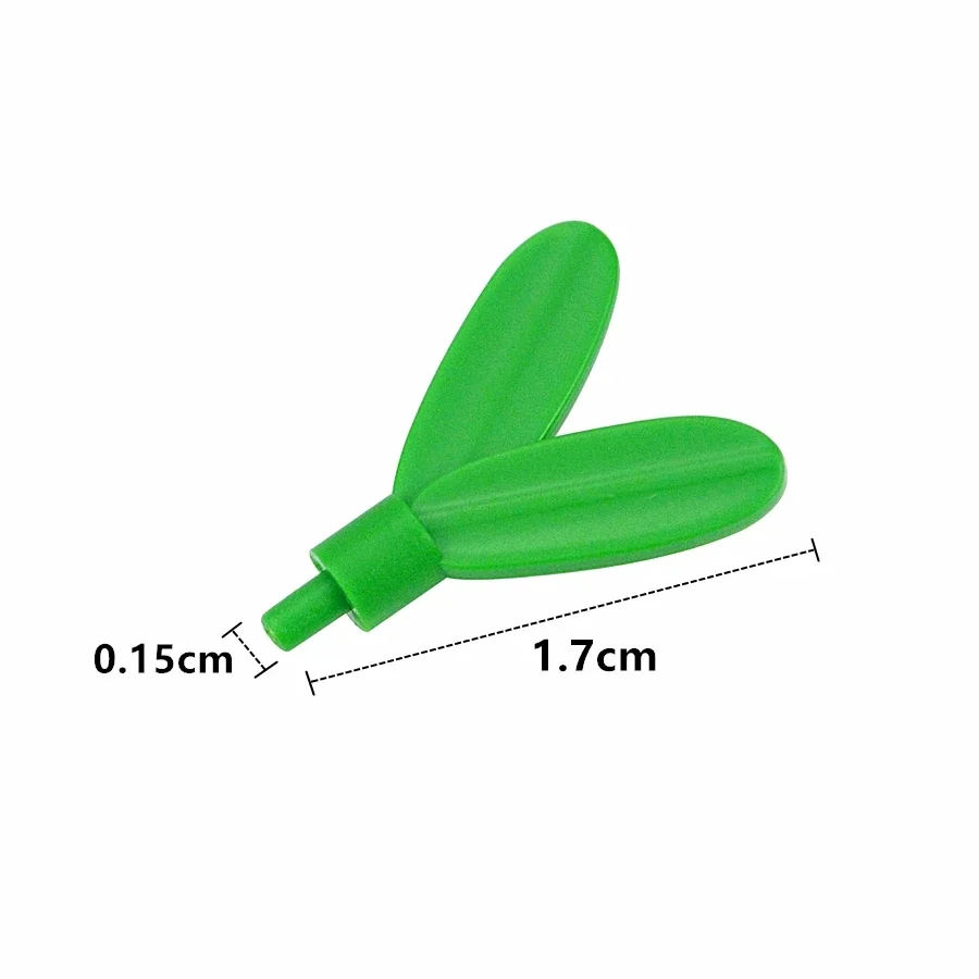 MOC 200 Stück Bausteine Pflanze Blumenstiel Baum Blatt Bodenstift mit 2 Blättern Gras Garten Teile Baustein Kompatibel Montage Spielzeug – Detail 2