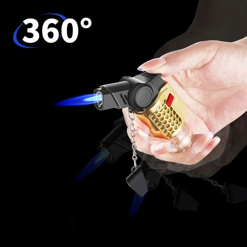 2025 Creative Mini Folding Windprood Jet Flame Spray Gun Torch Gas Lighter Visual Gas Window Lock Switch Portable Cigar Lighters