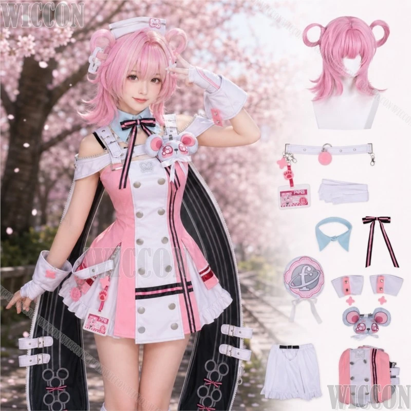 

Chiz NTE Game Neverness to Everness Cosplay Costume Pink Dress Pink Wig Full Set Clothes Woman Halloween Party Outfit Roleplay