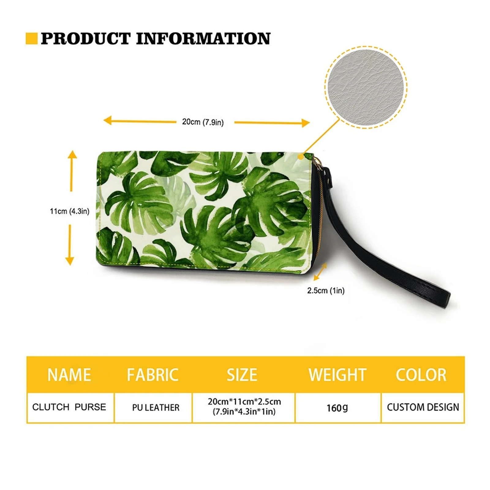 Belidome Tropical Leaves Floral Wallet for Women RFID Blocking PU Leather Zip Around Wallers Clutch Wristlet Travel Long Purse