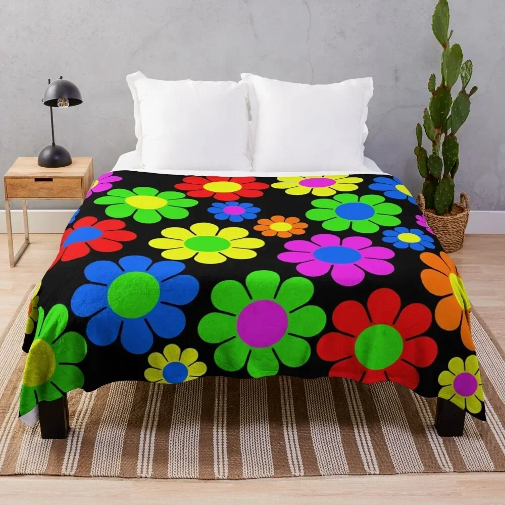 

Hippy Flower Daisy Spring Pattern Throw Blanket Polar warm winter heavy to sleep Blankets