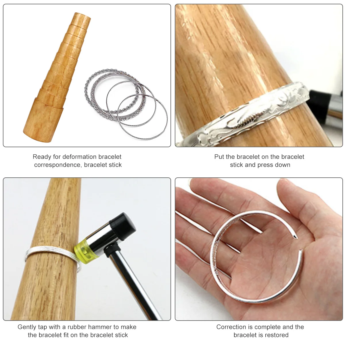 

Wood Bracelet Mandrel Round Durable Solid Wood Bangle Repair Forming Tool DIY Jewelry Making Handheld Portable