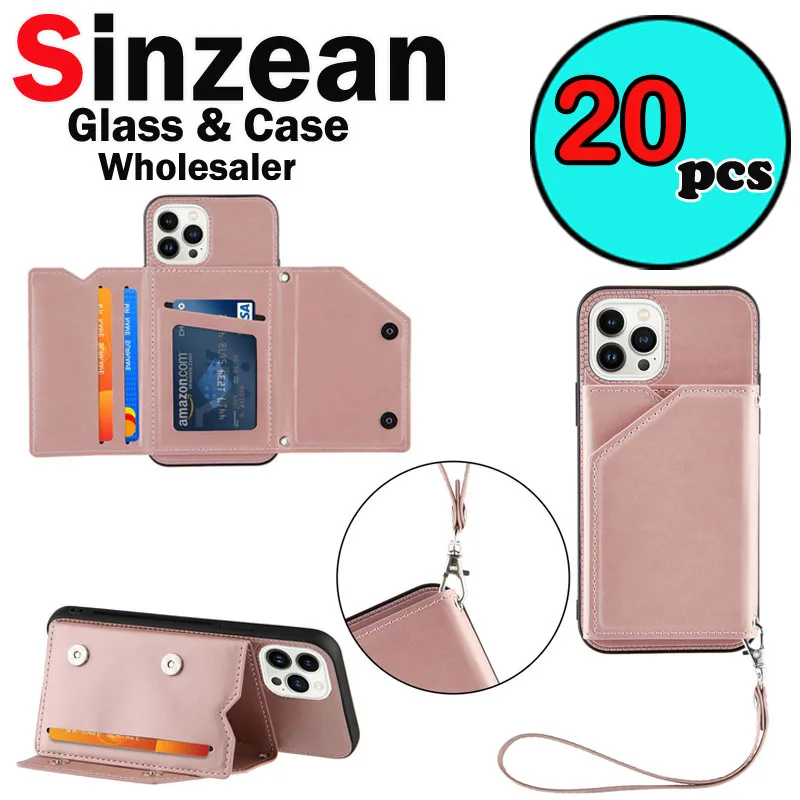 20PCS Ultra Touching  Standing Leather Case with Hand Strap For IPHONE 15 Pro Max 14 Pro 13 Mini 12 11 Pro XR XS MAX 78 Case