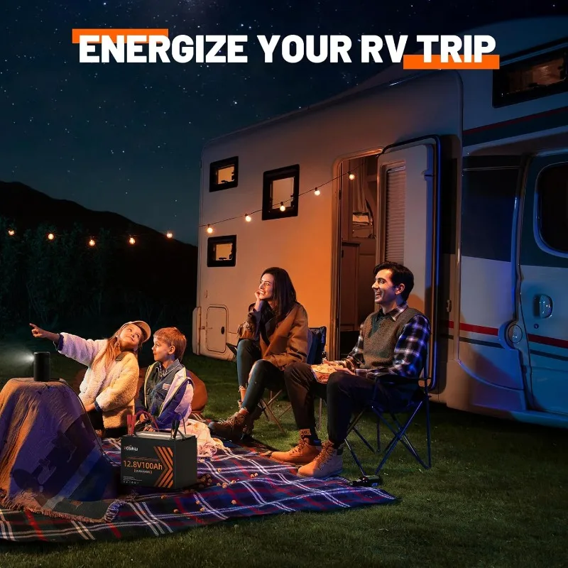 12V 100Ah BCI Group 24 LiFePO4 Battery, Built in 100A BMS, Max. 15000 Deep Cycle Lithium Rechargeable Battery for RV, Trolling