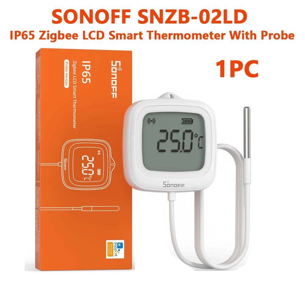 SONOFF SNZB-02LD Zigbee slimme thermometer met sonde IP65 waterdicht voor badkuip koelkast vriezer vloeistoftemperatuurmeting