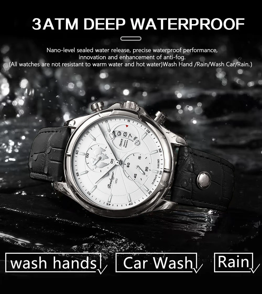 POEDAGAR Luxus Mann Armbanduhr Chronograph Datum Wasserdichte Leder Männer Uhr Casual Quarz herren Uhren Sport Männliche Uhr Reloj – Detail 10