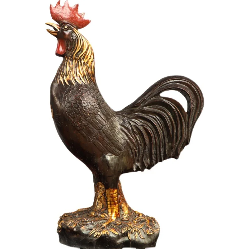 Copper Money Rooster Copper Zodiac Golden Rooster statue