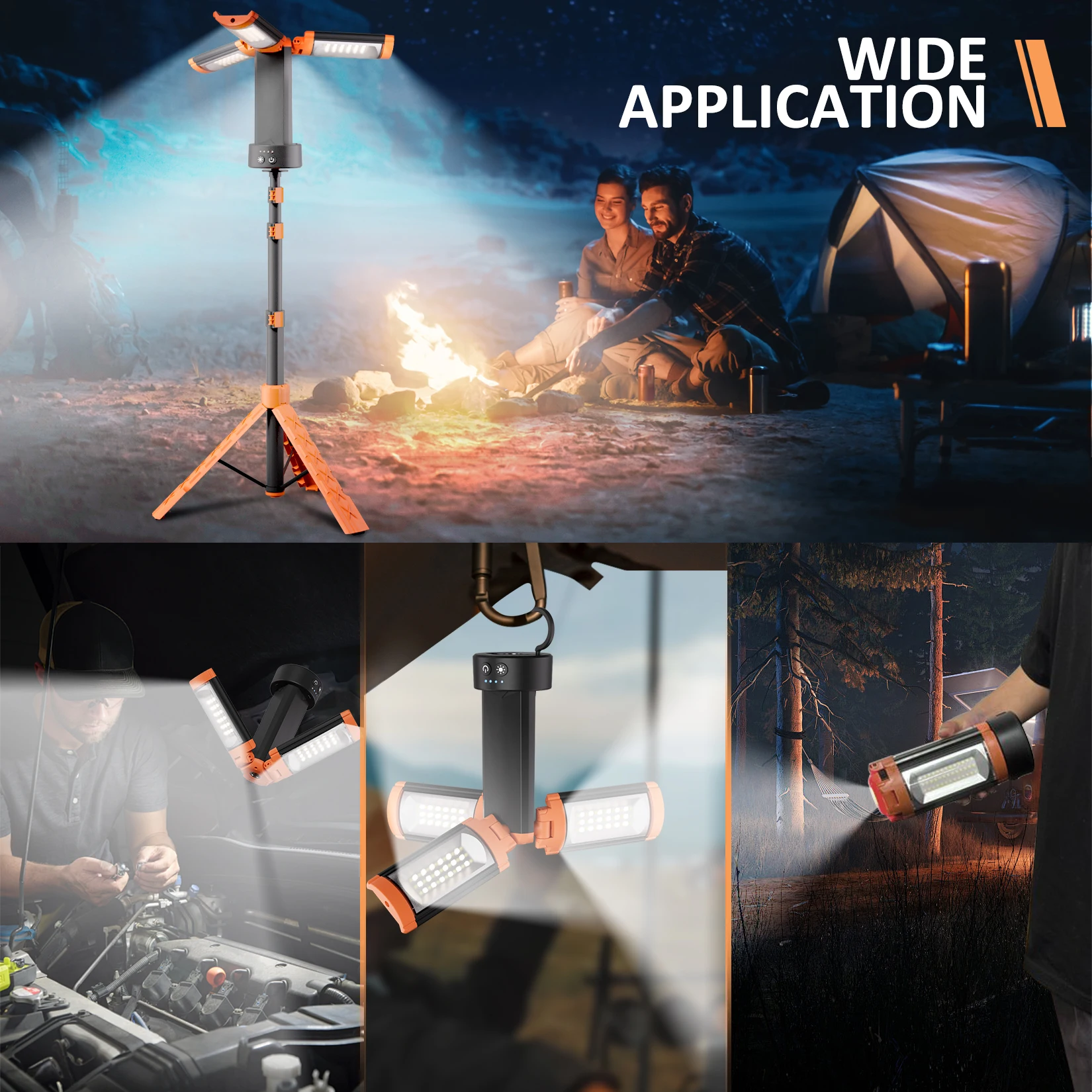 12000mAh LED Outdoors Work Light For Outdoor Campinglight with Stand Cordless Work Light with COB Dimmable Work Light Telescopic