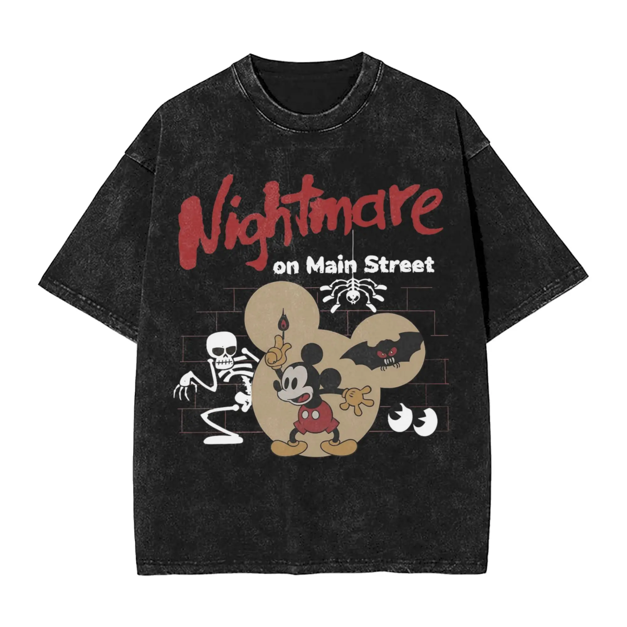 

Кошмар Микки Хэллоуин жуткий череп мытые футболки уличная одежда хип-хоп новые футболки футболки топы мужские женские хлопковые Harajuku