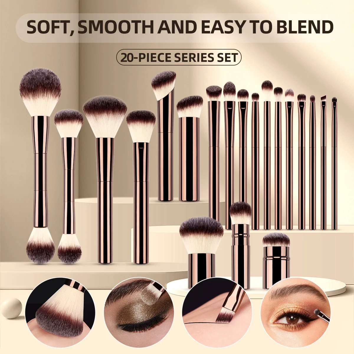 Makeup Brushes Powder Foundation Concealer Blusher Bronzer Eye Shadow Eyebrow Eyeliner Sculpting Brush Metal Handle Makeup Tools