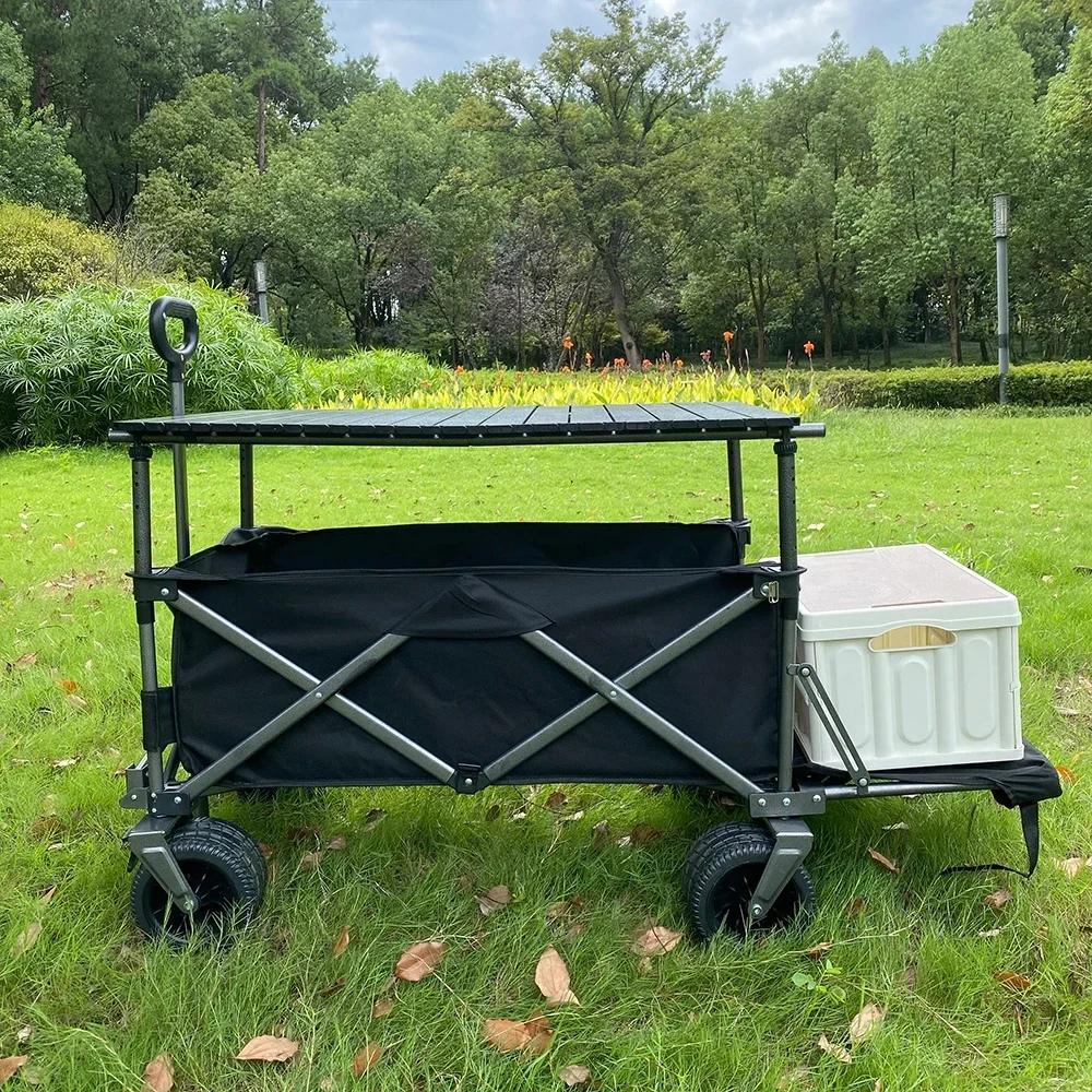 180L large capacity lifting handcart with open back door supermarket shopping cart foldable booth picnic and camping vehicle