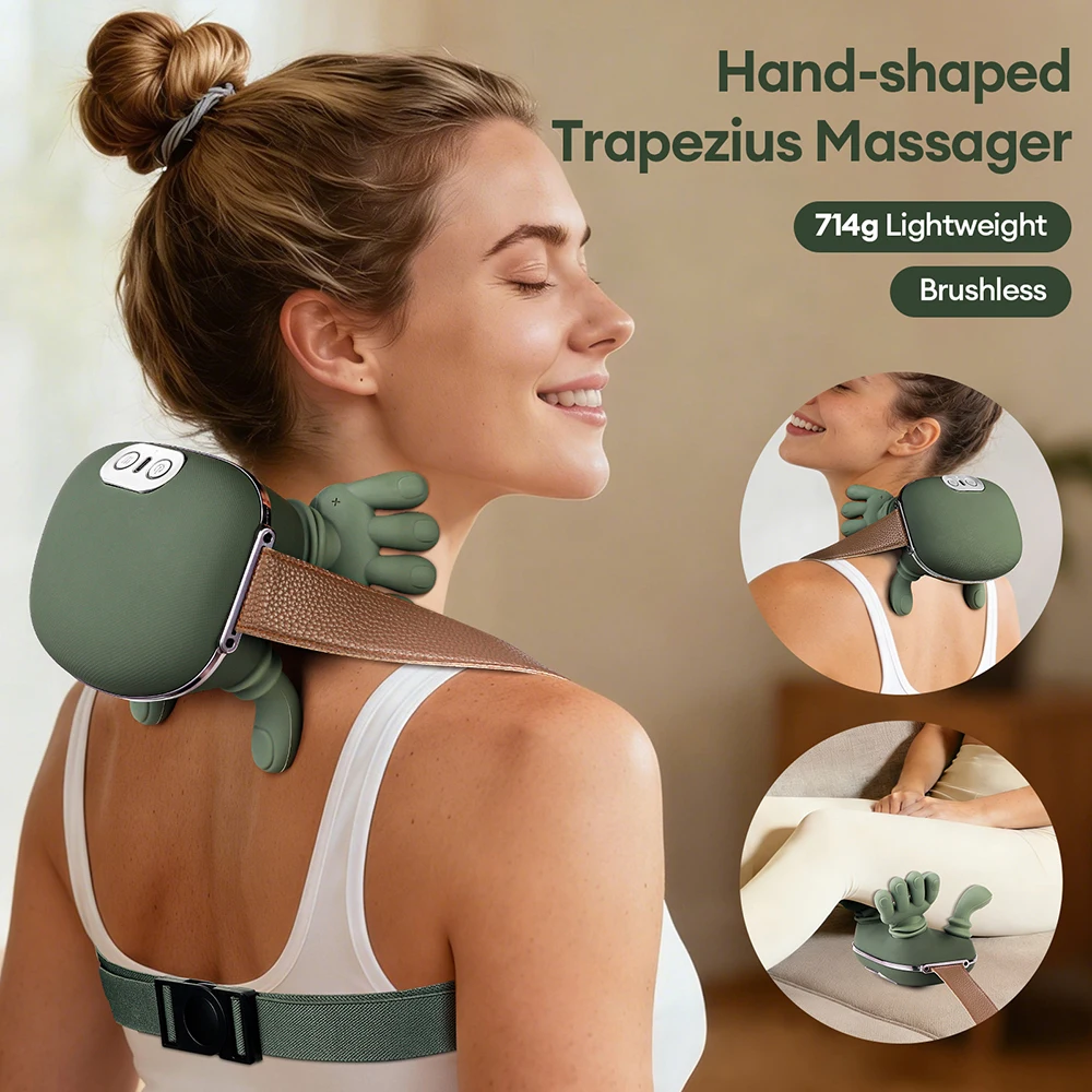 4D Bionic Finger Neck Shoulder Massager Wireless Kneading Massage Shawl Brushless Motor Cervical Trapezius Massager masajeador