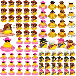 24 Set Cowboy Rubber Ducks with Scarf Hat and Sunglasses Mini Bath Duck Toys for Birthday Swimming Party Gift Favor Decoration