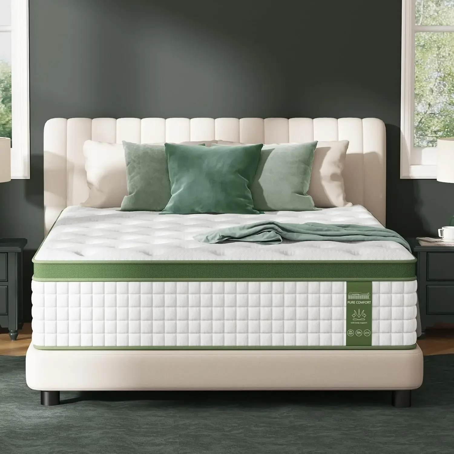 Queen Mattress, 14-Inch Luxury Hybrid Mattress, Fiberglass-Free Mattress in a Box with Gel-infused Memory Foam, Individual