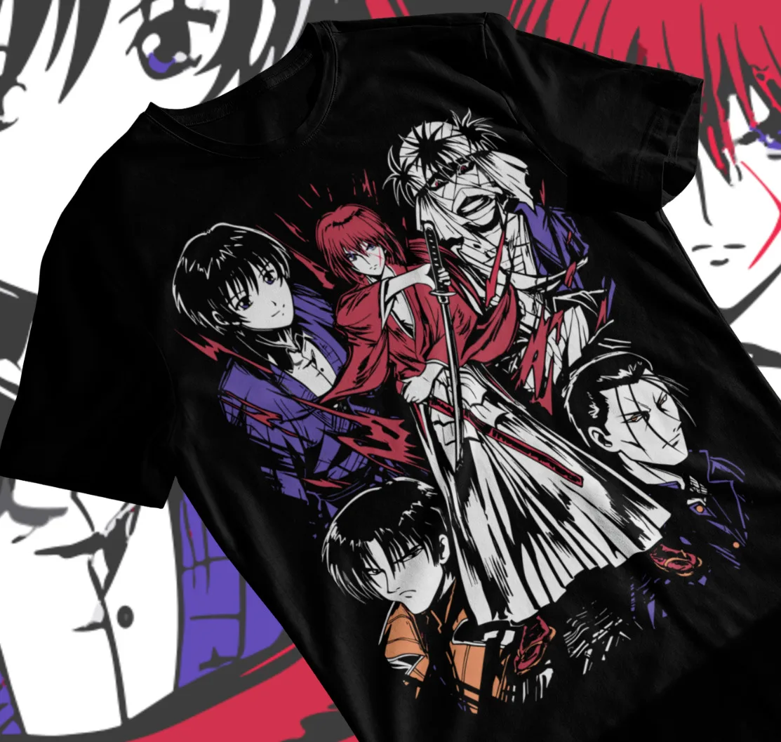 

Rurouni Kenshin Samurai Himura T-Shirt Rurouni kenshin Anim Black Shirt Soft Tee