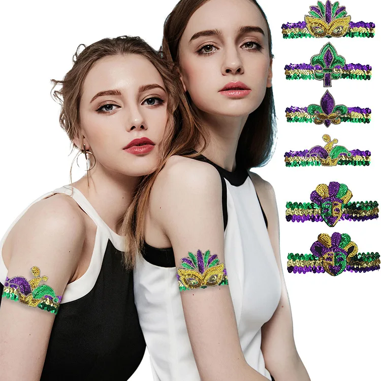 New Halloween Birthday Party Mardi Gras Arm Decoration Props Supplies Sequin Armband Fashion Colorful Sequin Bracelet