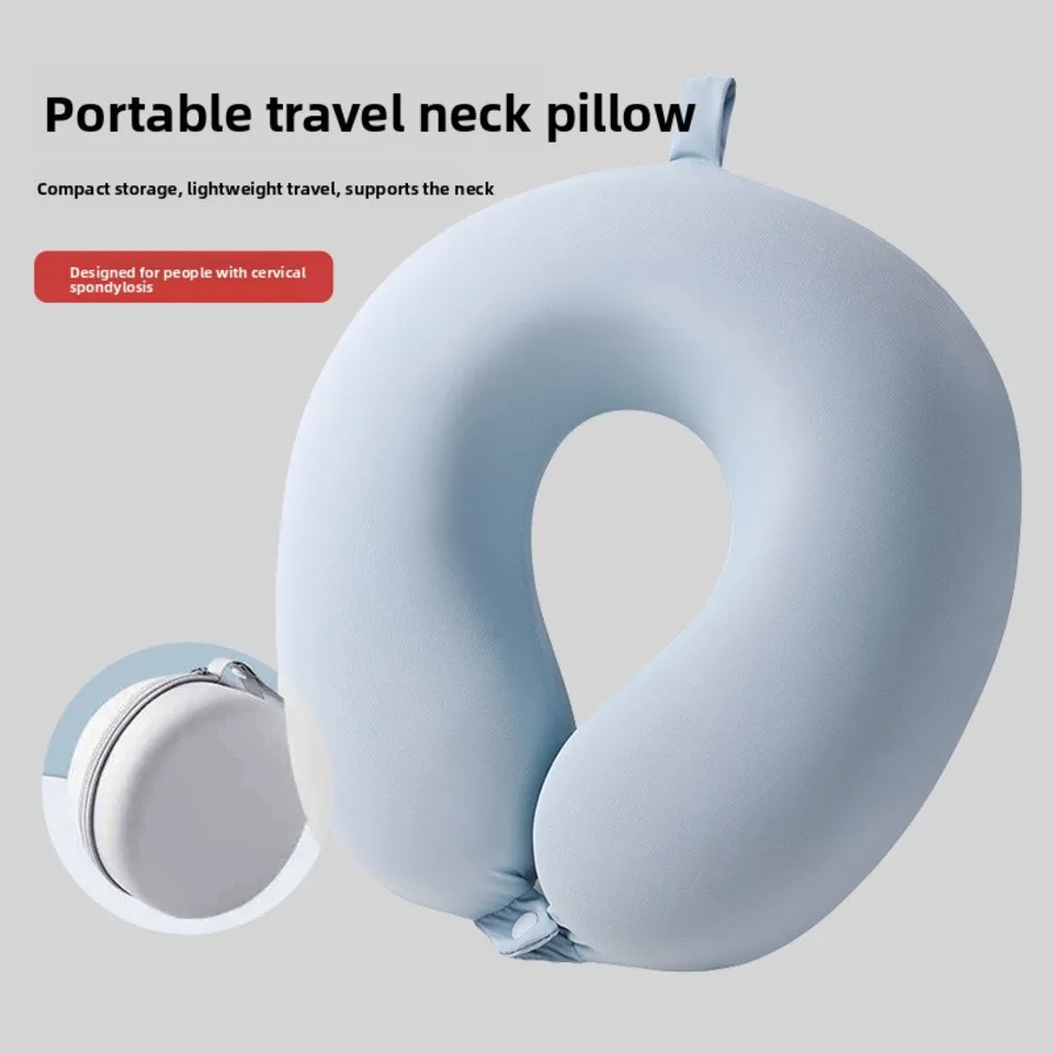 

Collapsible U-shaped Ice Silk Memory Foam Cervical Support Neck Pillow for Side Sleepers for Students High-Speed Trains Business