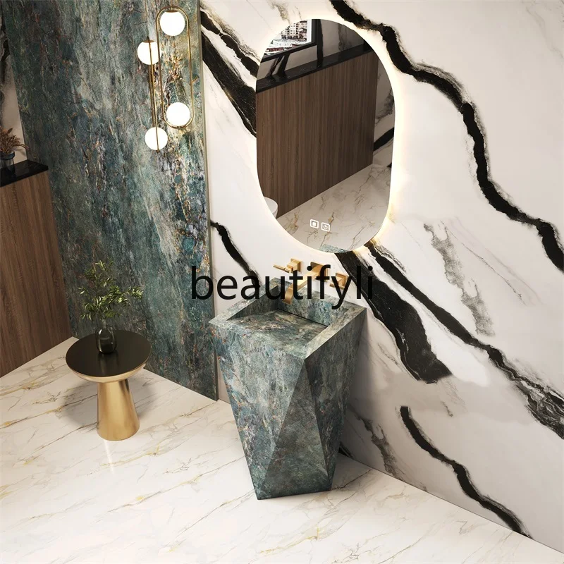 

Modern Rock Slab Floor-Standing Pedestal Basin Bathroom Washbasin Sink