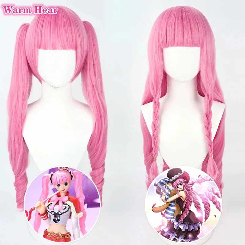 

LQPerona Synthetic Wig Anime Woman 80cm Long Pink Curly Hair Cosplay Wig Heat Resistant Hair Halloween Party Perona Wigs + Wig C
