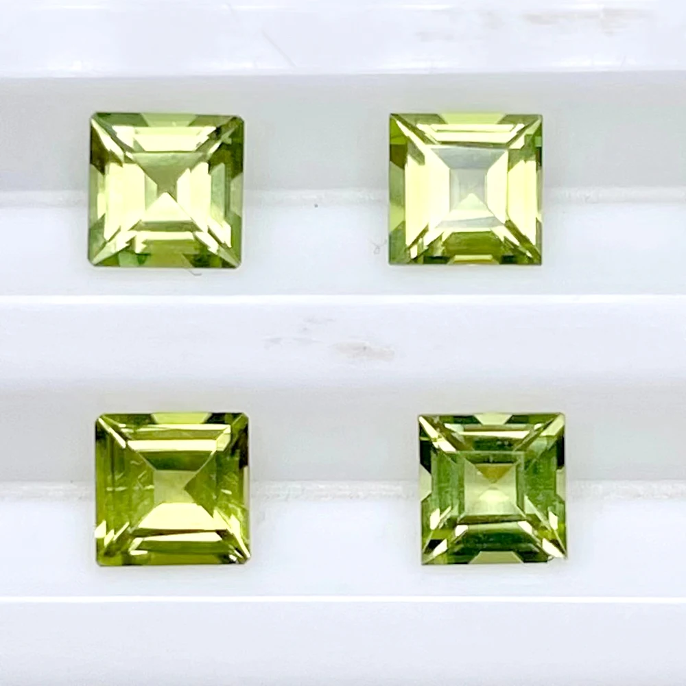 Loose Stone Natural Peridot 9x9mm-10x10mm Square Step Cut