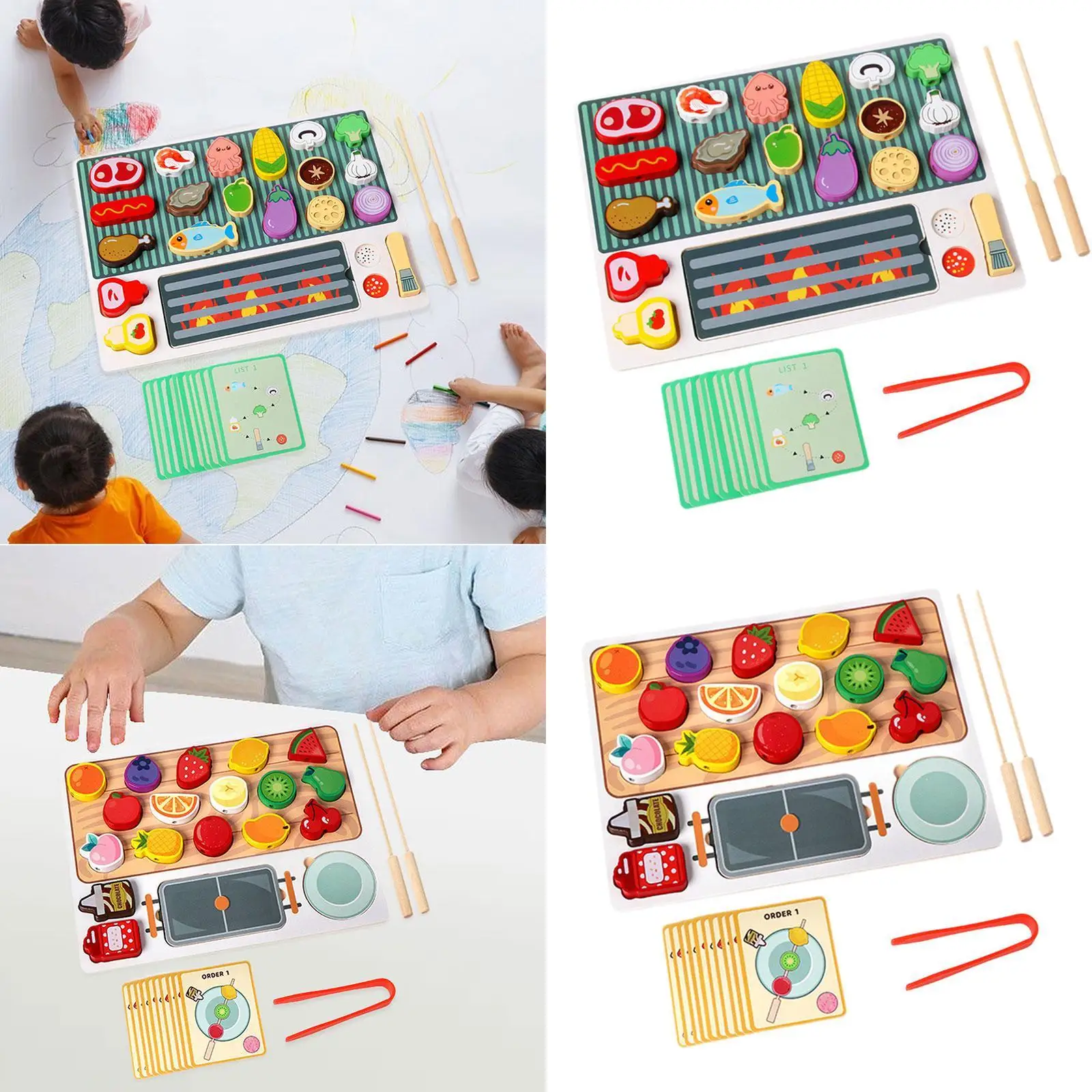 

Wooden Play Food Set Fine Motor DIY Food for Kids Children Birthday Gifts