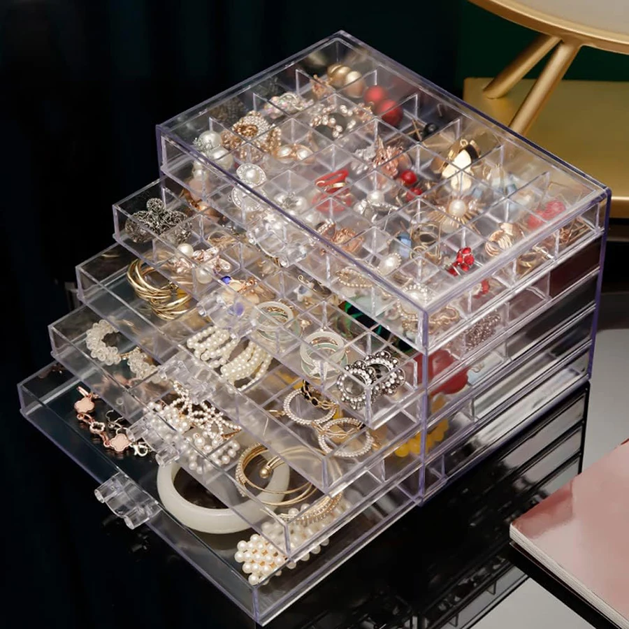 1pc Large Capacity 5-Layer Jewelry Storage Box with 61 Compartments - Keep Your Jewelry Organized and Tangle-Free