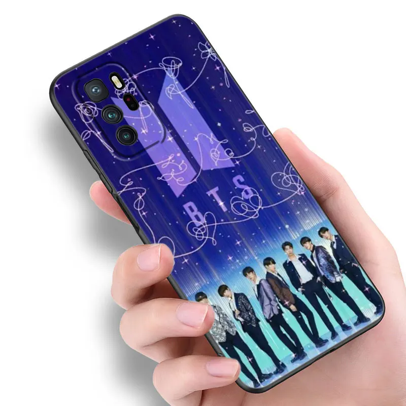 Korea-KPOP Boys Black Silicone Phone Case For Xiaomi Redmi Note 10 11 11S 12 13 Pro 4G Plus 10S 12S 11T 5G