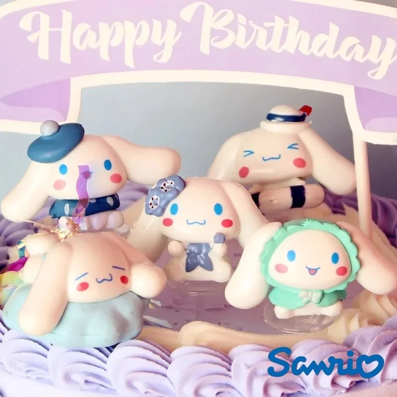 Figuras de acción de Sanrio, muñecos de dibujos animados de 5 piezas, Cinnamoroll, modelo acrílico, colección de decoración de escritorio, regalo de