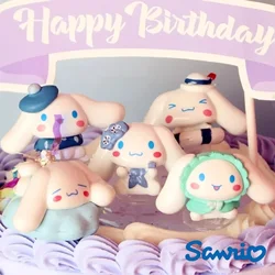 Sanrio Cartoon Dolls, Cinnamoroll Anime Action Figures, Modelo acrílico, Desktop Decoração Coleção, Presente de Aniversário, 5pcs