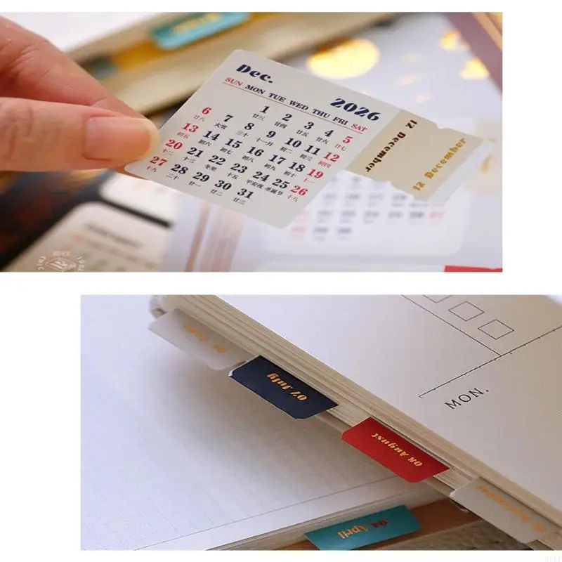 Adhesive Monthly Planner Tab Monthly Index Stickers Decorative Label Calendar Stickers for Office Study Planner Journal 55KF