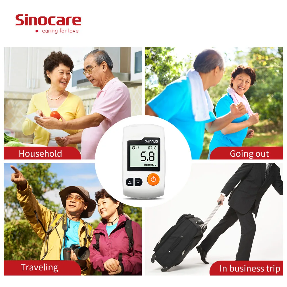 Medical Diabetes Glucometer Microtech (100/200pcs for GA-3) Sinocare Blood  Glucose Test Strips Lancets Needles
