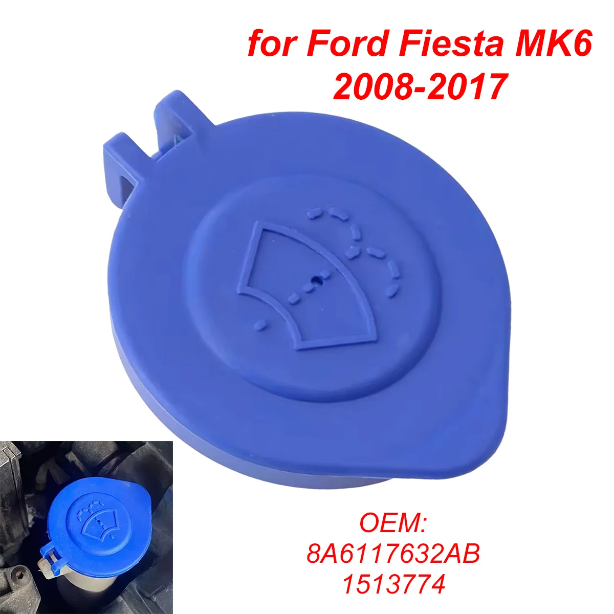8A6117632AB Car Windshield Wiper Washer Fluid Reservoir Tank Cap for Ford Fiesta 6 MK6 2008-2017